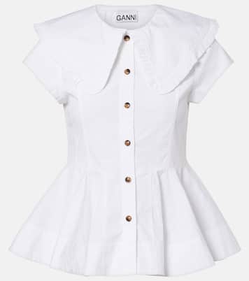 Ruffled cotton-blend shirt | Ganni