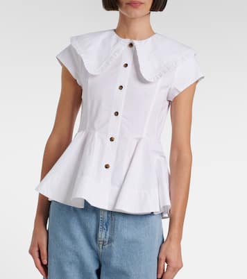 Ruffled cotton-blend shirt | Ganni