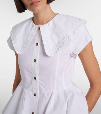 Ruffled cotton-blend shirt | Ganni