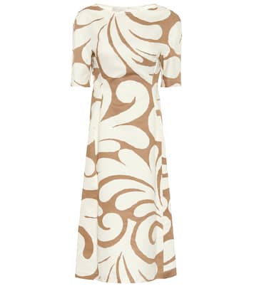 Abito midi a stampa in cotone e lino | Marni