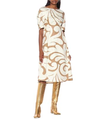 Abito midi a stampa in cotone e lino | Marni