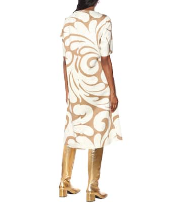 Abito midi a stampa in cotone e lino | Marni