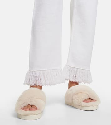 Crossover-strap shearling slides | Inuikii