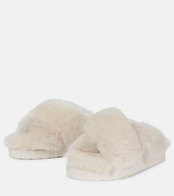 Crossover-strap shearling slides | Inuikii