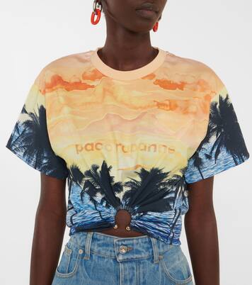 Printed cotton crop top | Rabanne