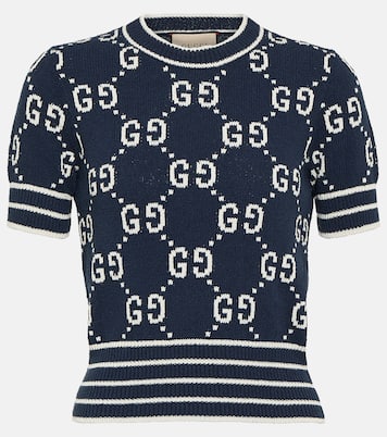 Top de mezcla de algodón con GG en jacquard | Gucci