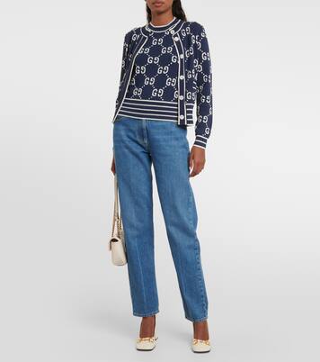 Top de mezcla de algodón con GG en jacquard | Gucci