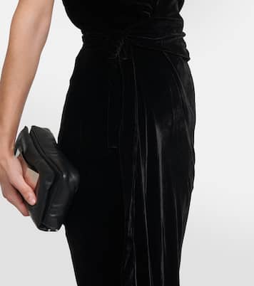 Abito lungo a portafoglio in velluto | Rick Owens