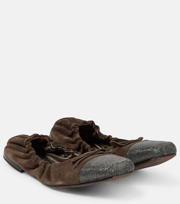 Verzierte Ballerinas aus Veloursleder | Brunello Cucinelli