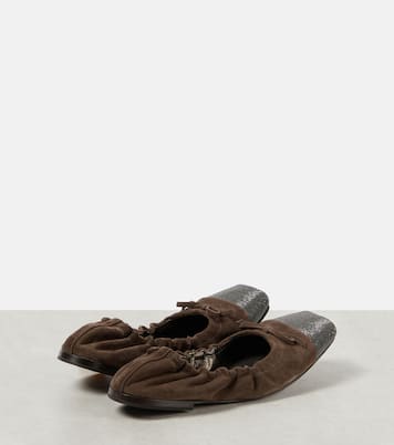 Verzierte Ballerinas aus Veloursleder | Brunello Cucinelli