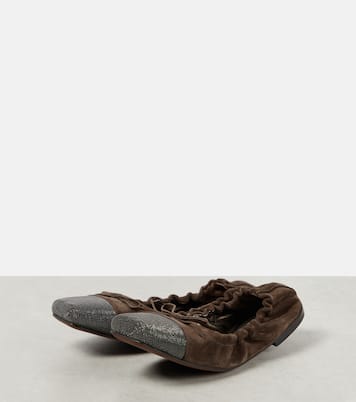 Verzierte Ballerinas aus Veloursleder | Brunello Cucinelli