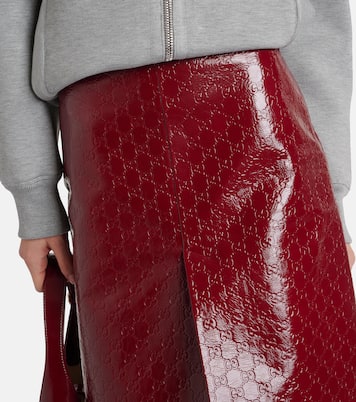 Jupe midi GG en cuir embossé | Gucci