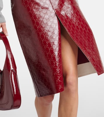 Jupe midi GG en cuir embossé | Gucci