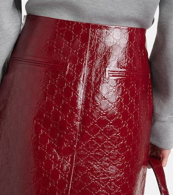 Jupe midi GG en cuir embossé | Gucci