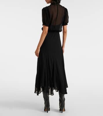 Tie-neck georgette maxi dress | Polo Ralph Lauren