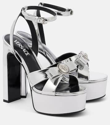 Sandalen Gianni Ribbon 140 aus Metallic-Leder | Versace