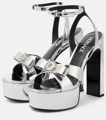 Sandalen Gianni Ribbon 140 aus Metallic-Leder | Versace