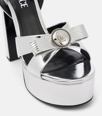 Sandalen Gianni Ribbon 140 aus Metallic-Leder | Versace