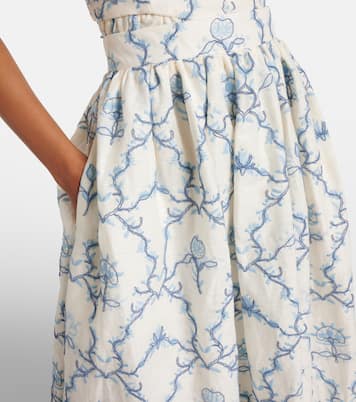 Falda larga Tangelo de lino floral | Agua by Agua Bendita