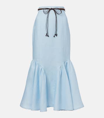 Jupe midi Rhiannon en lin | Zimmermann