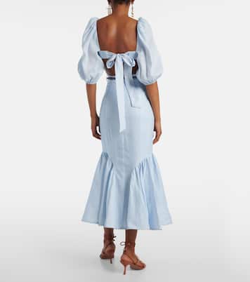 Jupe midi Rhiannon en lin | Zimmermann