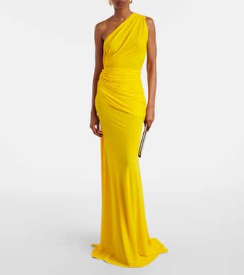 Draped one-shoulder crêpe jersey gown | Alex Perry