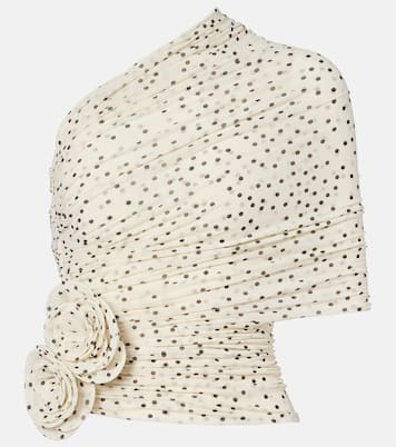 Draped floral-appliqué polka-dot top | Magda Butrym