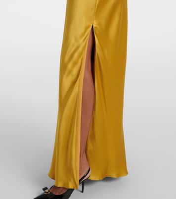 Abito lungo Safety Pin in raso di seta | Versace