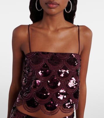 Embellished mesh crop top | Rotate