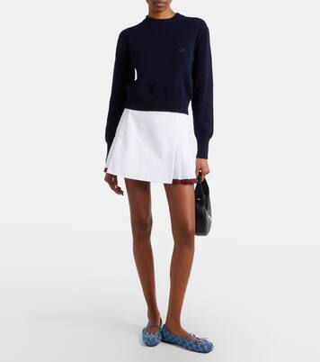 Web Stripe cotton poplin miniskirt | Gucci