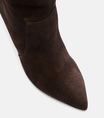 Stiletto 85 shearling-trimmed suede knee-high boots | Paris Texas