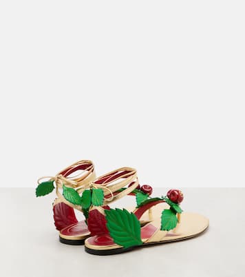 Verzierte Sandalen Cherryfic aus Metallic-Leder | Valentino Garavani