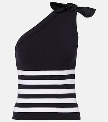 Striped one-shoulder cotton-blend top | Patou