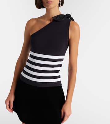 Striped one-shoulder cotton-blend top | Patou