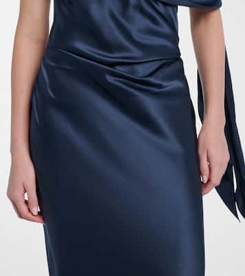 Draped one-shoulder silk charmeuse gown | The Sei