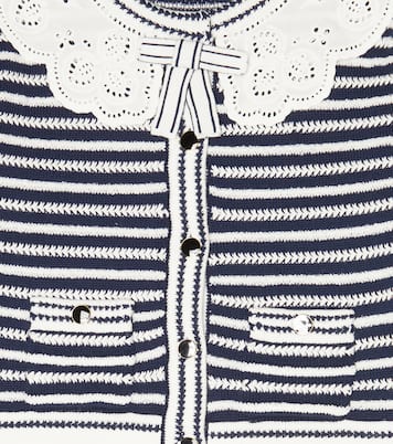 Cardigan en coton mélangé à broderies anglaises | Self-Portrait Kids