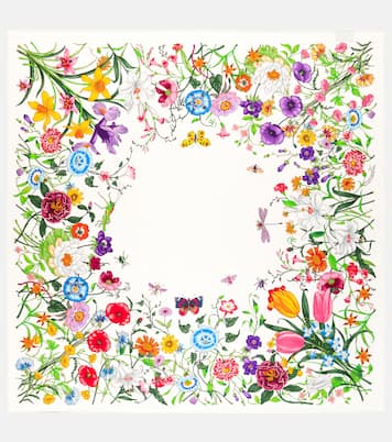 Foulard en soie à fleurs | Gucci
