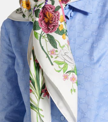 Foulard en soie à fleurs | Gucci
