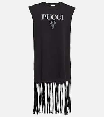 Logo fringed cotton jersey minidress | Pucci