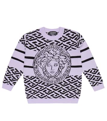 Pullover in jacquard di misto cotone e lana | Versace Kids
