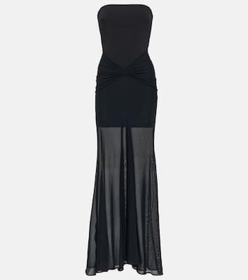 Tulle-trimmed ruched bustier gown  | David Koma