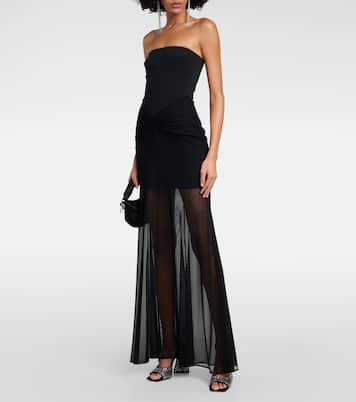 Tulle-trimmed ruched bustier gown  | David Koma