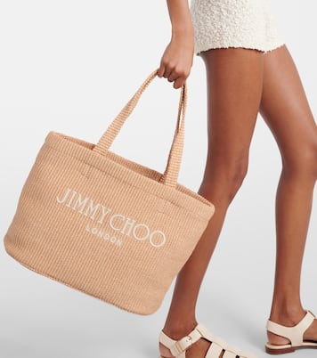 Borsa Beach in rafia con logo | Jimmy Choo