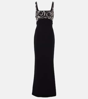 Robe longue Ezda en crêpe à ornements | Safiyaa