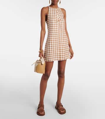 Antigua checked linen minidress | Asceno