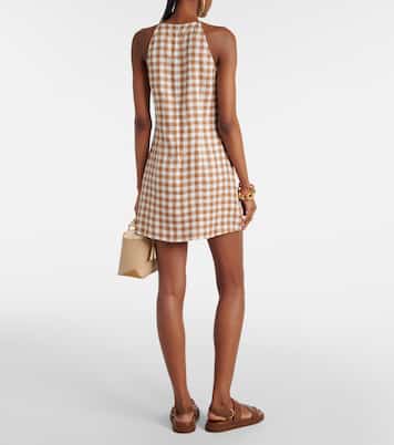 Antigua checked linen minidress | Asceno