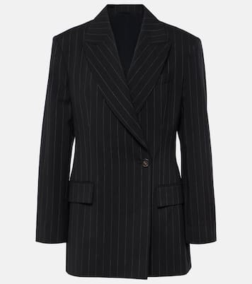 Blazer rayé en laine et coton | Brunello Cucinelli