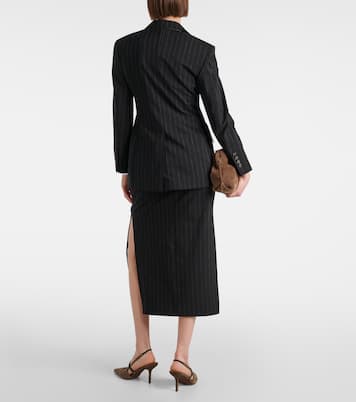 Blazer rayé en laine et coton | Brunello Cucinelli