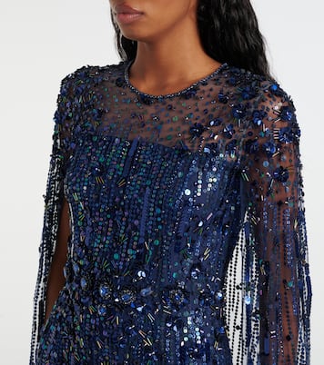 Ruby sequined caped gown | Jenny Packham
