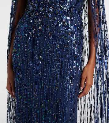 Ruby sequined caped gown | Jenny Packham
